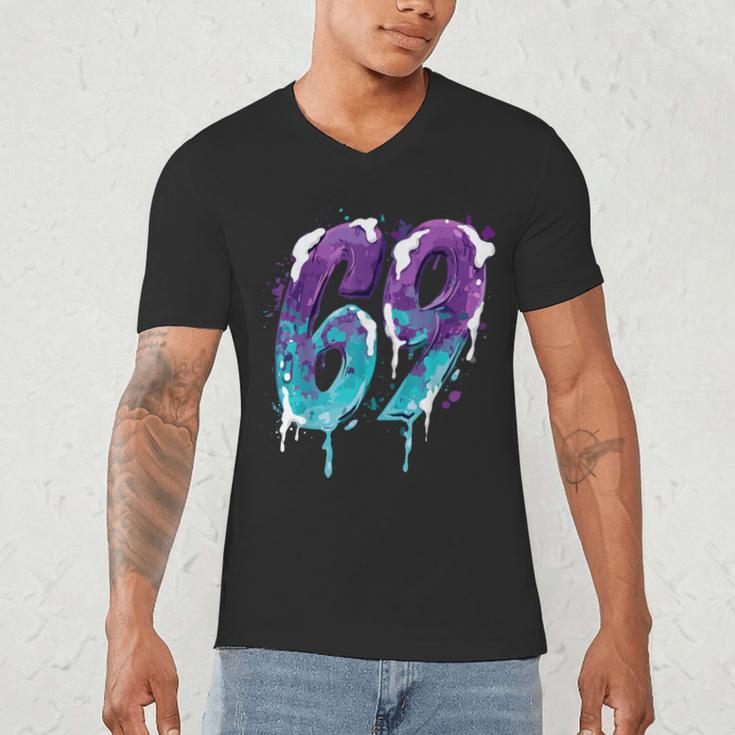 Vintage Baseball 69 Number Men's V-Neck T-Shirt Vintage Baseball 69 Number Men's V-Neck T-Shirt