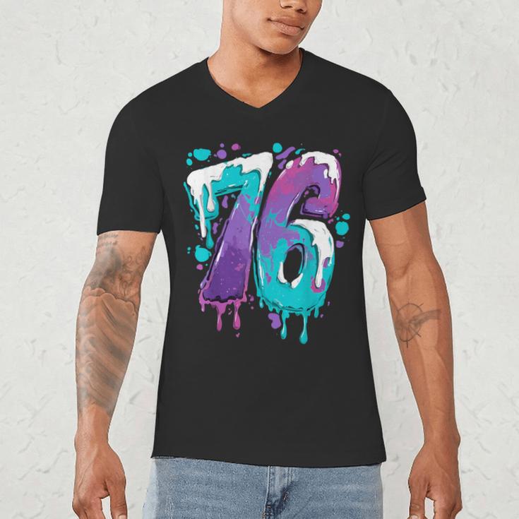 Vintage Baseball 76 Number Men's V-Neck T-Shirt
