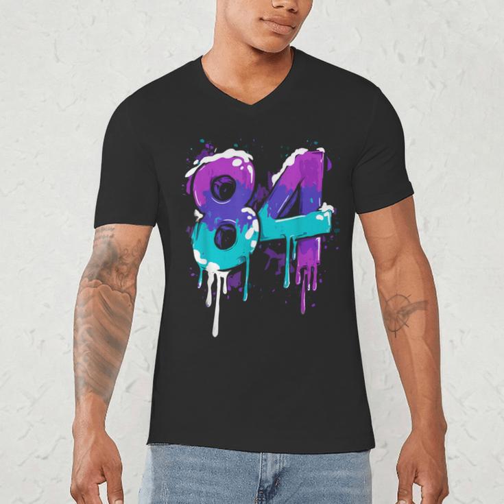 Vintage Baseball 84 Number Men's V-Neck T-Shirt