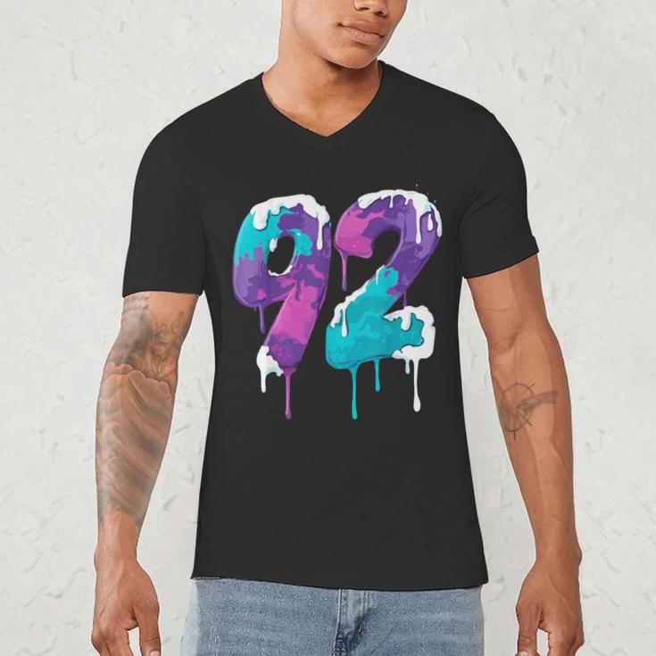 Vintage Baseball 92 Number Men's V-Neck T-Shirt