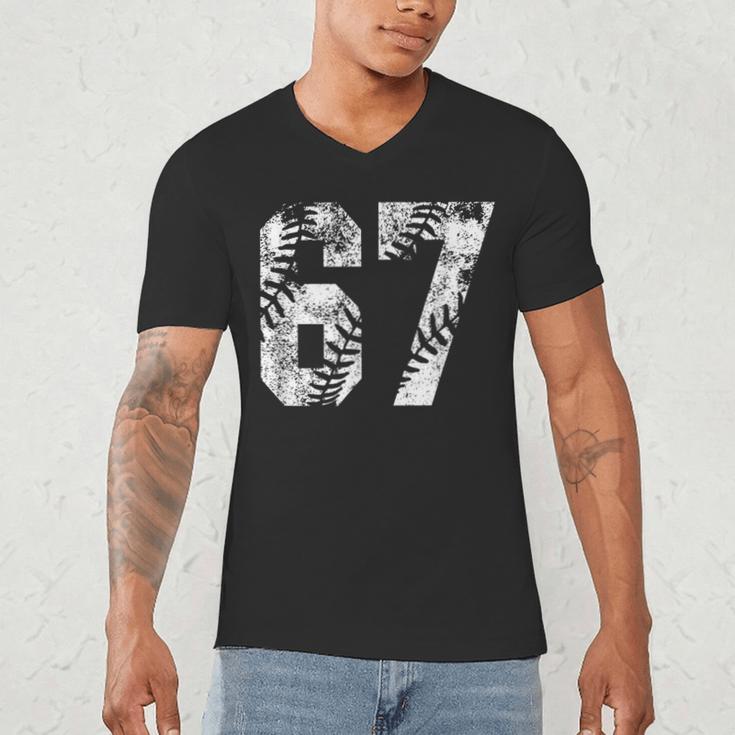 Vintage Baseball Number 67 Jersey Player Uniform Men's V-Neck T-Shirt