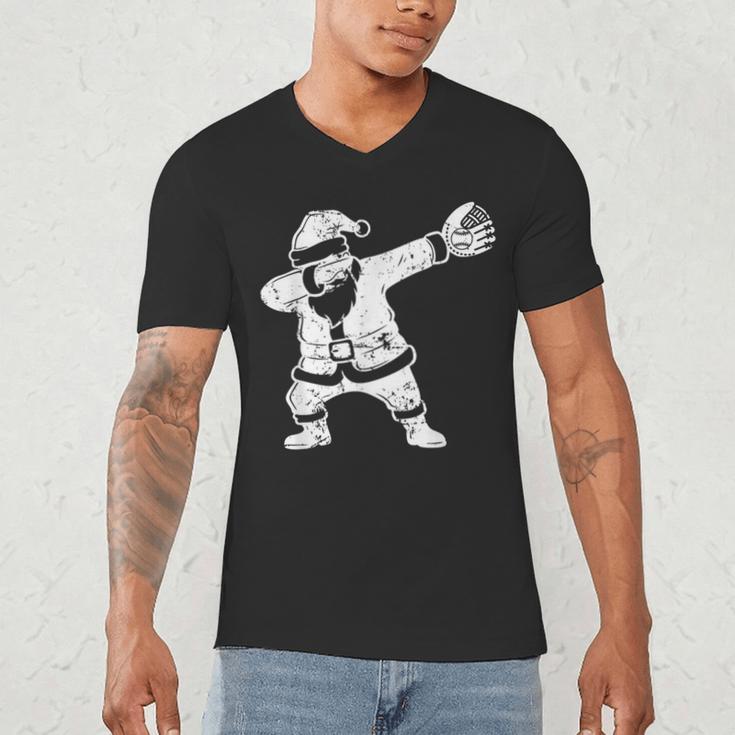Vintage Dabbing Santa Christmas Baseball Xmas Costume Men's V-Neck T-Shirt