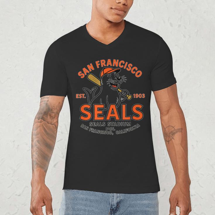 Vintage San Francisco Seals California Baseball Logo Men's V-Neck T-Shirt