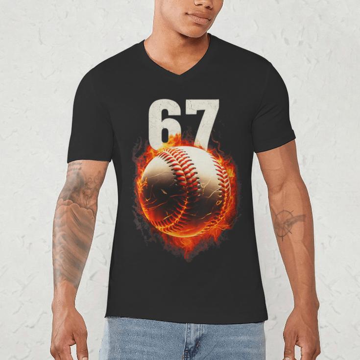 Women's 67 Baseball Boys Birthday Teens Six Seven Brainrot Men's V-Neck T-Shirt Women's 67 Baseball Boys Birthday Teens Six Seven Brainrot Men's V-Neck T-Shirt