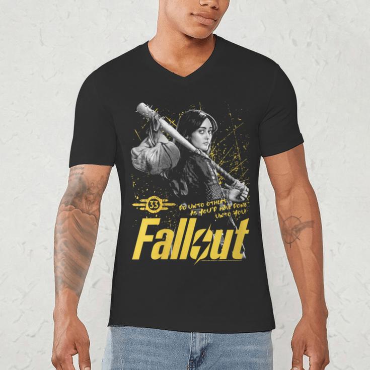 Women's Fallout TV Series Lucy Do Unto Others Baseball Bat Gamer Men's V-Neck T-Shirt Women's Fallout TV Series Lucy Do Unto Others Baseball Bat Gamer Men's V-Neck T-Shirt