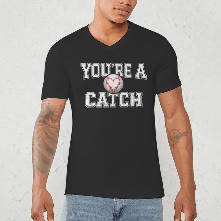 You'Re A Catch Baseball Pun Heart Kids Boys Valentines Men's V-Neck T-Shirt You'Re A Catch Baseball Pun Heart Kids Boys Valentines Men's V-Neck T-Shirt