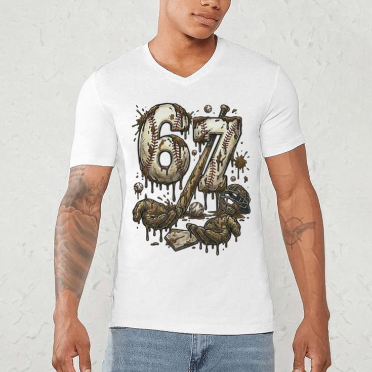 67 Baseball Six Seven Baseball 6 7 Kids Boys Girls Men's V-Neck T-Shirt 67 Baseball Six Seven Baseball 6 7 Kids Boys Girls Men's V-Neck T-Shirt