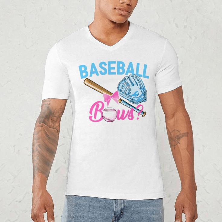 Baseball Or Bows Brother Loves You Gender Reveal Boy Or Girl Men's V-Neck T-Shirt Baseball Or Bows Brother Loves You Gender Reveal Boy Or Girl Men's V-Neck T-Shirt
