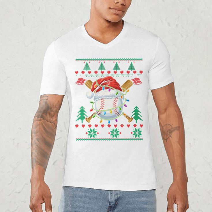 Baseball Christmas Ugly Sweater Santa Sport Men Kids Men's V-Neck T-Shirt Baseball Christmas Ugly Sweater Santa Sport Men Kids Men's V-Neck T-Shirt
