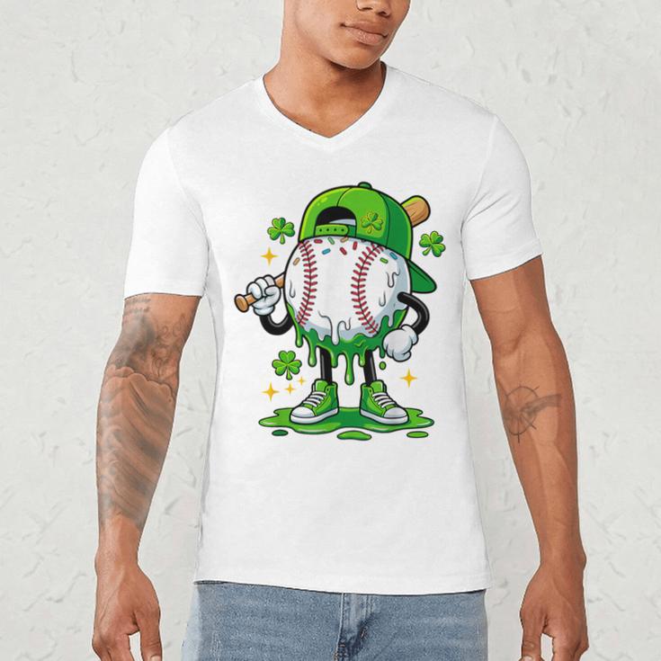 Baseball Drip Ice Cream Apparel Boy Youth St Patrick’s Day Men's V-Neck T-Shirt Baseball Drip Ice Cream Apparel Boy Youth St Patrick’s Day Men's V-Neck T-Shirt