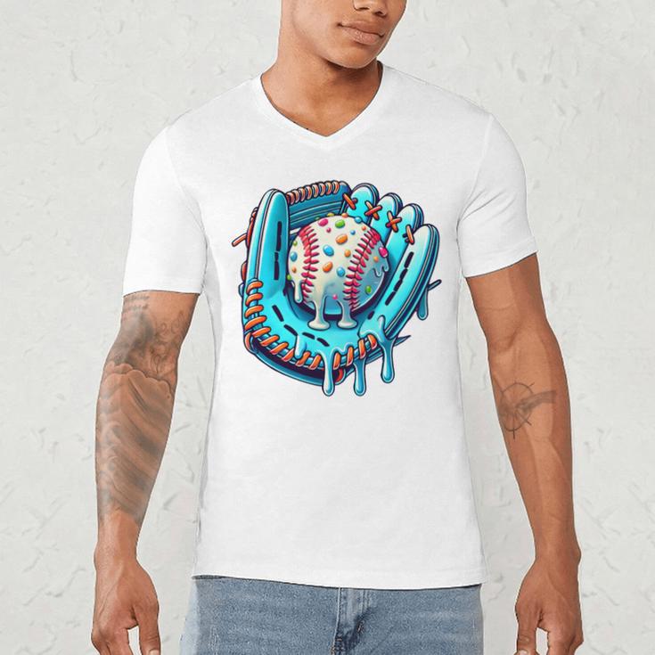 Baseball Drip Ice Cream Sprinkles Baseball Player Premium Tri-Blend Men's V-Neck T-Shirt