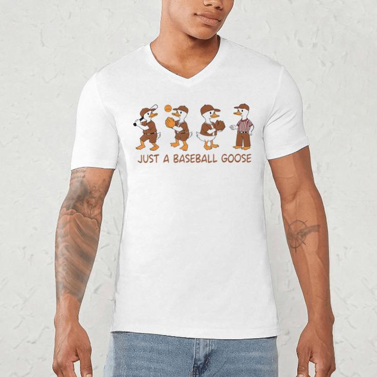 Baseball Goose Baseball Silly Goose Game Day Sports Men's V-Neck T-Shirt
