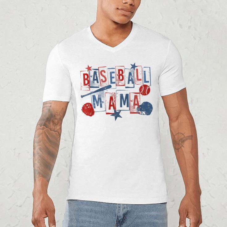 Baseball Mama Mom Mother Vintage Game Day Men's V-Neck T-Shirt Baseball Mama Mom Mother Vintage Game Day Men's V-Neck T-Shirt