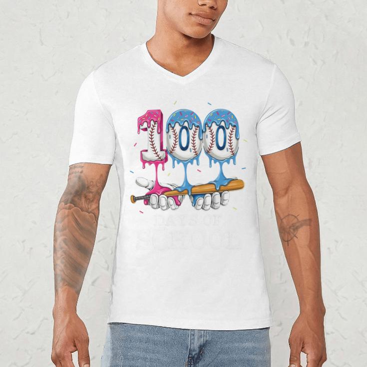 Baseball Player 100 Days Of School Sports Ice Cream Drip Premium Tri-Blend Men's V-Neck T-Shirt Baseball Player 100 Days Of School Sports Ice Cream Drip Premium Tri-Blend Men's V-Neck T-Shirt