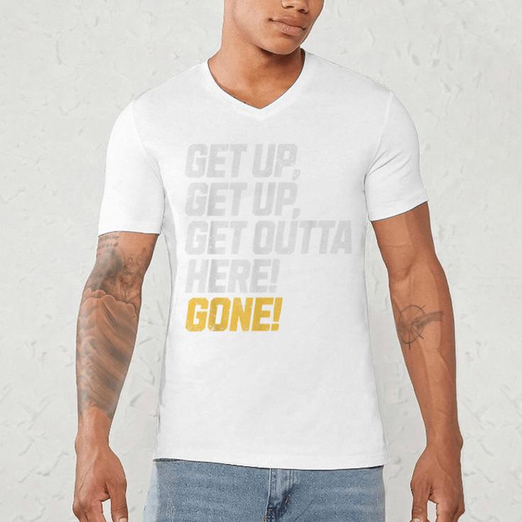 Baseball Player Get Up Get Outta Here Gone Home Run Men's V-Neck T-Shirt Baseball Player Get Up Get Outta Here Gone Home Run Men's V-Neck T-Shirt