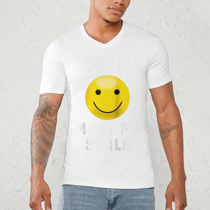 Boobies Make Me Smile Mardi Gras Raglan Baseball Tee Men's V-Neck T-Shirt