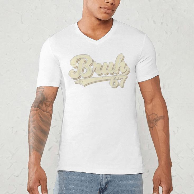 Bruh 67 Baseball Style Meme Slang Sports Number Graphic Men's V-Neck T-Shirt