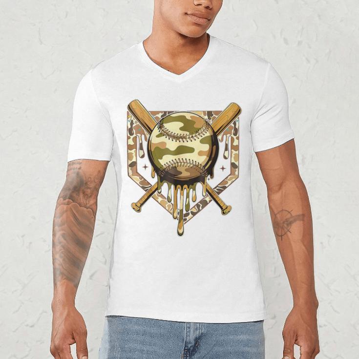 Camo Baseball Dripping Military Camouflage Sports Men Boy Men's V-Neck T-Shirt Camo Baseball Dripping Military Camouflage Sports Men Boy Men's V-Neck T-Shirt