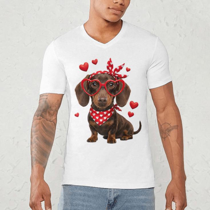 Dachshund Valentines Day Wiener Dog Lover Weenie Heart Raglan Baseball Tee Men's V-Neck T-Shirt Dachshund Valentines Day Wiener Dog Lover Weenie Heart Raglan Baseball Tee Men's V-Neck T-Shirt