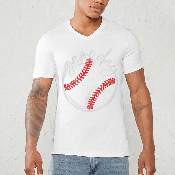 Game Day Baseball Baseball Lovers Softball Life Mom Premium Tri-Blend Men's V-Neck T-Shirt