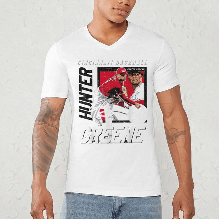 Hunter Greene Cincinnati MLB Baseball Players MLBHGR203M Men's V-Neck T-Shirt Hunter Greene Cincinnati MLB Baseball Players MLBHGR203M Men's V-Neck T-Shirt