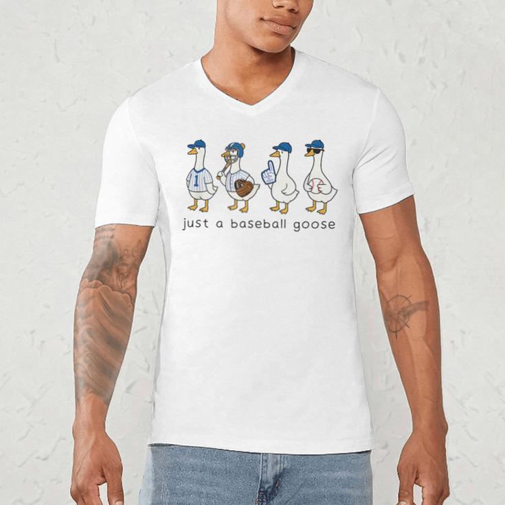 Just a Baseball GooseLife Is Better With Geese On Your Team Men's V-Neck T-Shirt