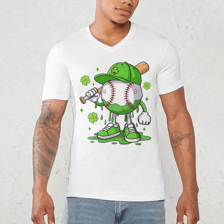 Kids Boys Happy St Patricks Day Kids Baseball Ice Cream Drip Men's V-Neck T-Shirt