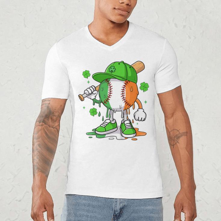Kids Boys St Patricks Day Irish Flag Kids Baseball Ice Cream Drip Men's V-Neck T-Shirt Kids Boys St Patricks Day Irish Flag Kids Baseball Ice Cream Drip Men's V-Neck T-Shirt