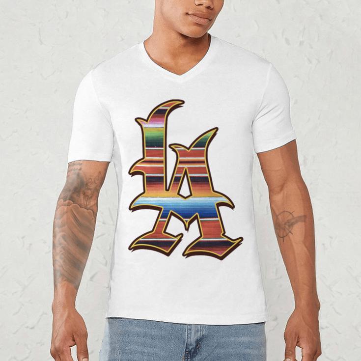 LA Sarape Los Angeles LA Sarape East LA Baseball Mexican Premium Tri-Blend Men's V-Neck T-Shirt LA Sarape Los Angeles LA Sarape East LA Baseball Mexican Premium Tri-Blend Men's V-Neck T-Shirt