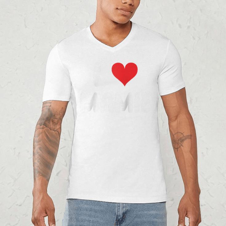 I Love Mamie Heart Grandma Grandmother Grandparent Raglan Baseball Tee Men's V-Neck T-Shirt I Love Mamie Heart Grandma Grandmother Grandparent Raglan Baseball Tee Men's V-Neck T-Shirt