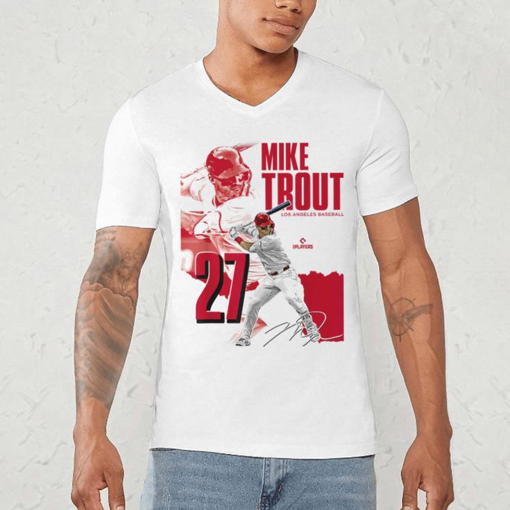 Mike Trout Los Angeles A MLB Baseball Players MLBMTR304N Men's V-Neck T-Shirt Mike Trout Los Angeles A MLB Baseball Players MLBMTR304N Men's V-Neck T-Shirt