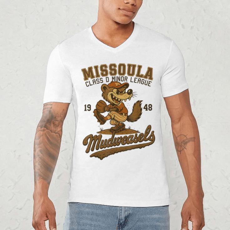 Missoula Mudweasels Retro Minor League Baseball Men's V-Neck T-Shirt