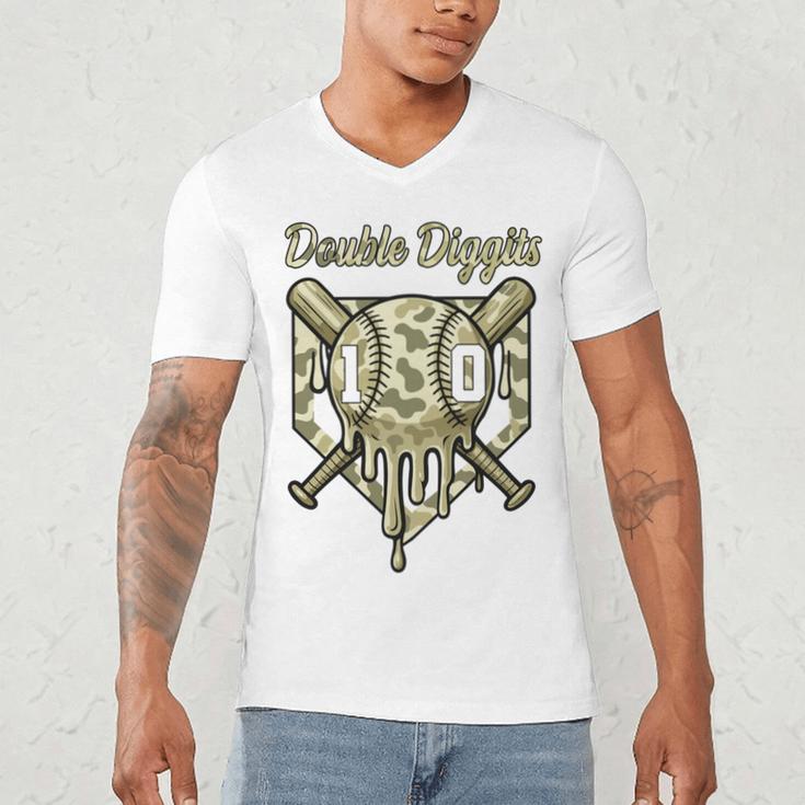 Old School Camo Baseball Drip Double Digits 10th Birthday Men's V-Neck T-Shirt Old School Camo Baseball Drip Double Digits 10th Birthday Men's V-Neck T-Shirt