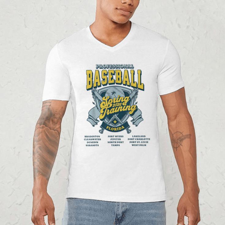 Professional Baseball Spring Training 2026 Florida Cities Men's V-Neck T-Shirt Professional Baseball Spring Training 2026 Florida Cities Men's V-Neck T-Shirt
