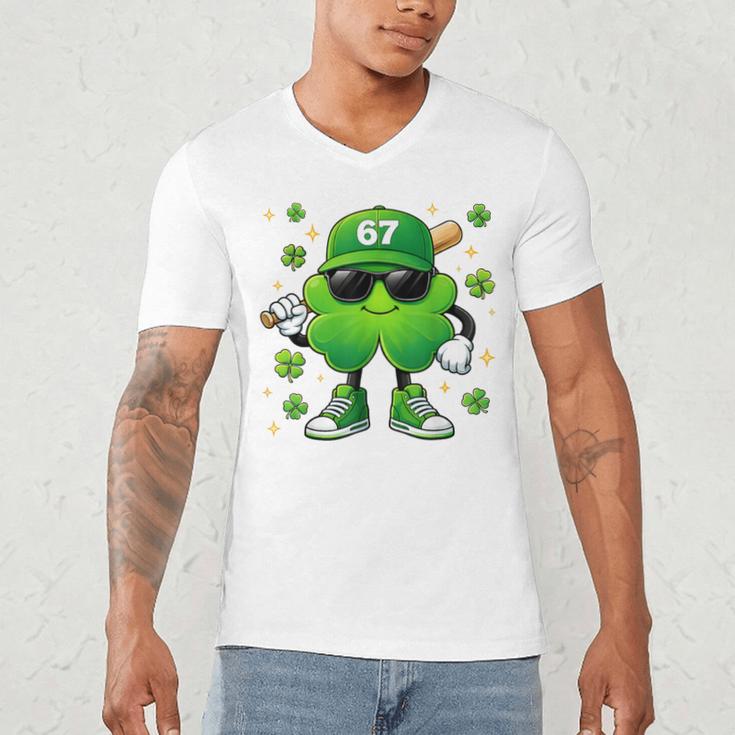 Shamrocks Playing Baseball St Patricks Day 6 7 Meme Men Boys Men's V-Neck T-Shirt Shamrocks Playing Baseball St Patricks Day 6 7 Meme Men Boys Men's V-Neck T-Shirt
