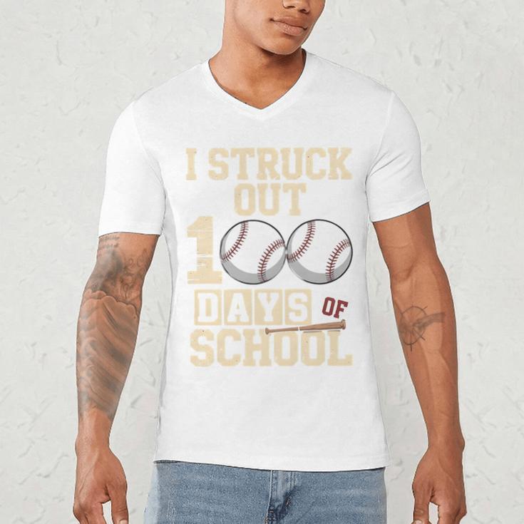 I Struck Out 100 Days Of School Baseball Fan Students Batter Premium Tri-Blend Men's V-Neck T-Shirt I Struck Out 100 Days Of School Baseball Fan Students Batter Premium Tri-Blend Men's V-Neck T-Shirt