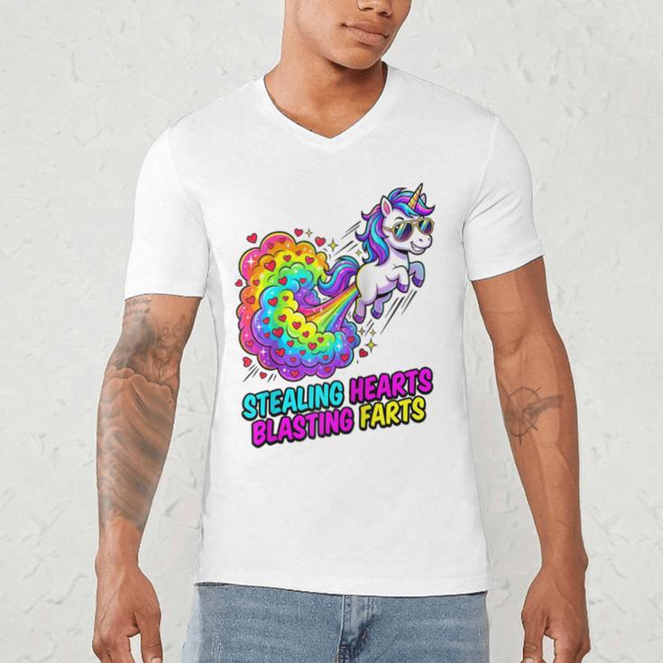 Unicorn Fart Valentine Stealing Hearts Blasting Farts Raglan Baseball Tee Men's V-Neck T-Shirt Unicorn Fart Valentine Stealing Hearts Blasting Farts Raglan Baseball Tee Men's V-Neck T-Shirt