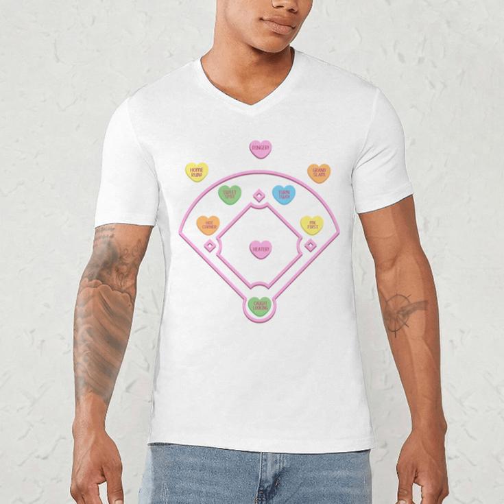 Valentine Heart Love Cute Baseball Softball Lover Sayings Men's V-Neck T-Shirt Valentine Heart Love Cute Baseball Softball Lover Sayings Men's V-Neck T-Shirt