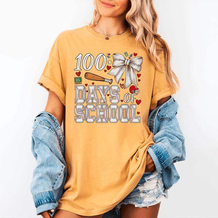 100 Days Of School Baseball 100th Day Of School Coquette Bow Women's Comfort Colors T-Shirt 100 Days Of School Baseball 100th Day Of School Coquette Bow Women's Comfort Colors T-Shirt