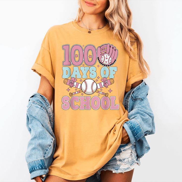 100 Days Of School Baseball 100th Day Of School Girls Women's Comfort Colors T-Shirt
