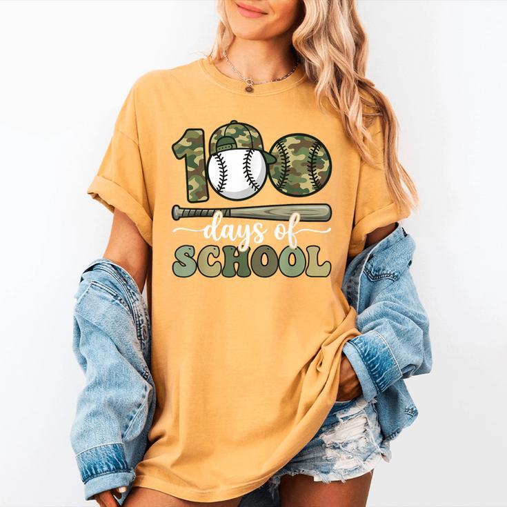 100 Days Of School Baseball Camo Art For Boys Kids Students Women's Comfort Colors T-Shirt
