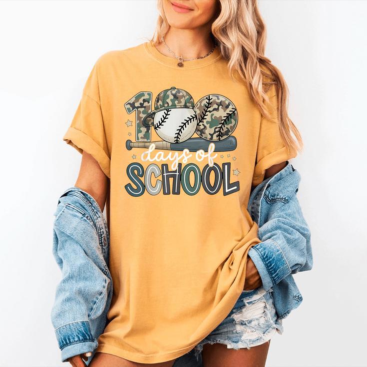 100 Days Of School Baseball Camo Camo Cap Boy School Women's Comfort Colors T-Shirt
