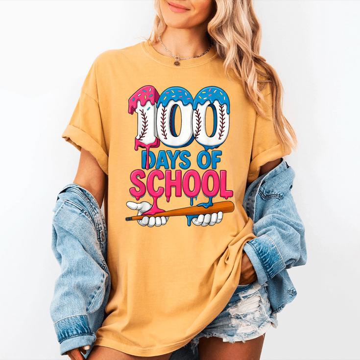 100 Days Of School Baseball Drip Bat 100th Day Of School Boy Women's Comfort Colors T-Shirt