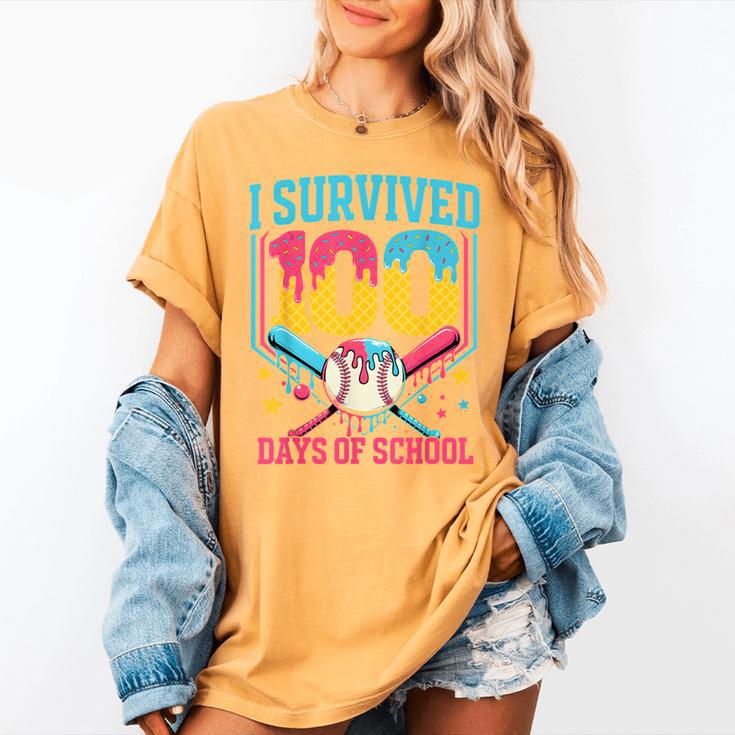 100 Days Of School Baseball Drip 100 Days Boy Girl Kids Women's Comfort Colors T-Shirt