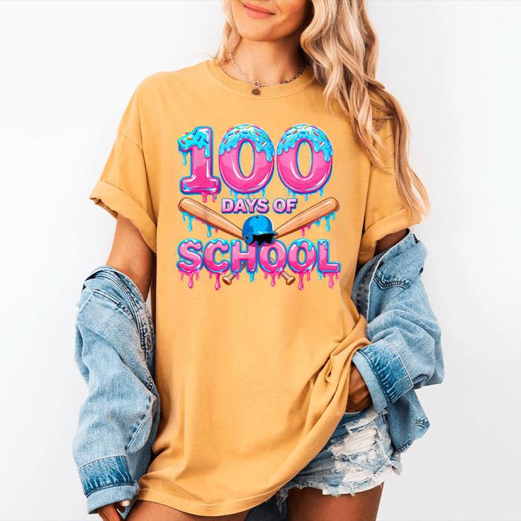 100 Days Of School Baseball Dripping Ice Cream 100th Day Women's Comfort Colors T-Shirt