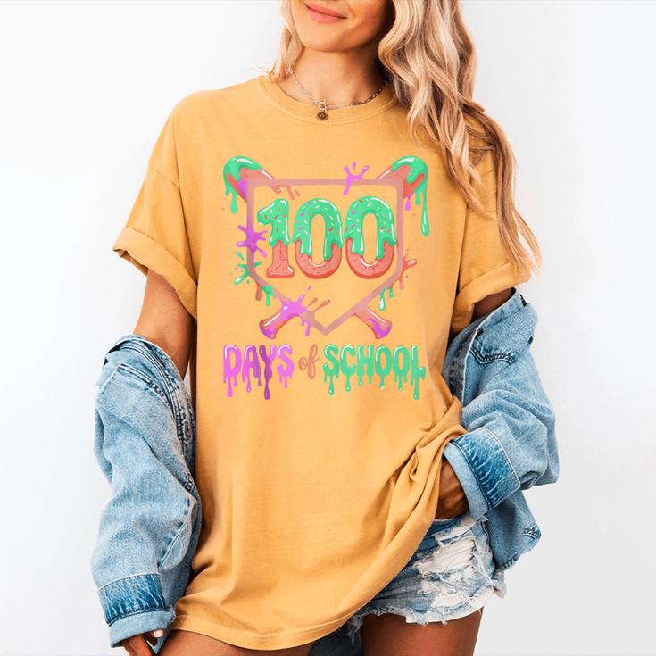 100 Days Of School Baseball Ice Cream Drip 100th Day Player Women's Comfort Colors T-Shirt 100 Days Of School Baseball Ice Cream Drip 100th Day Player Women's Comfort Colors T-Shirt