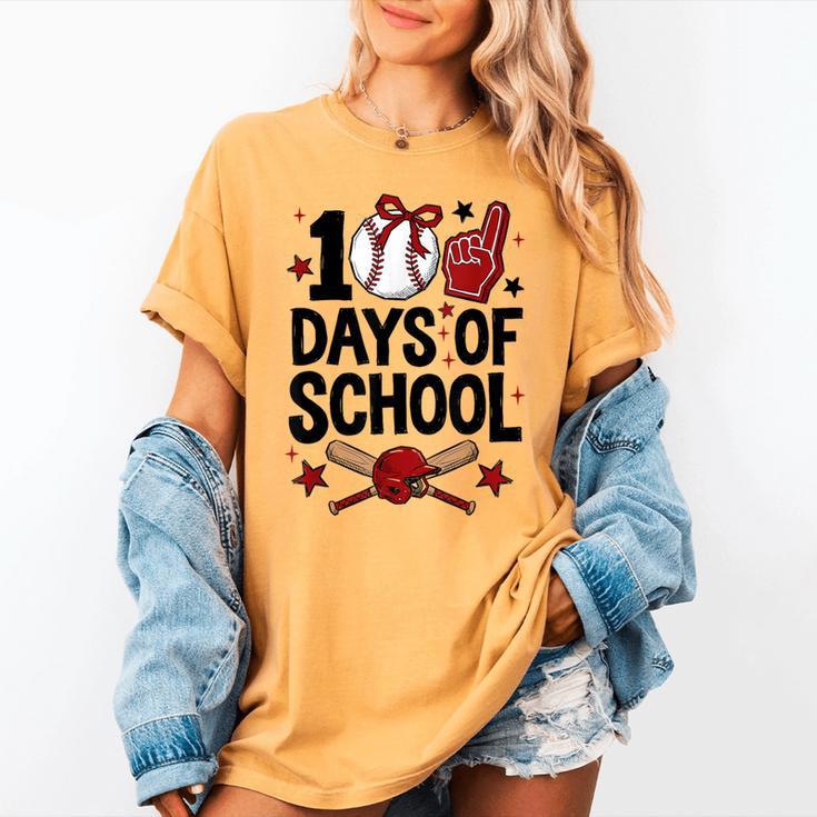 100 Days Of School Coquette Bow Baseball 100th Day Girl Kid Women's Comfort Colors T-Shirt 100 Days Of School Coquette Bow Baseball 100th Day Girl Kid Women's Comfort Colors T-Shirt