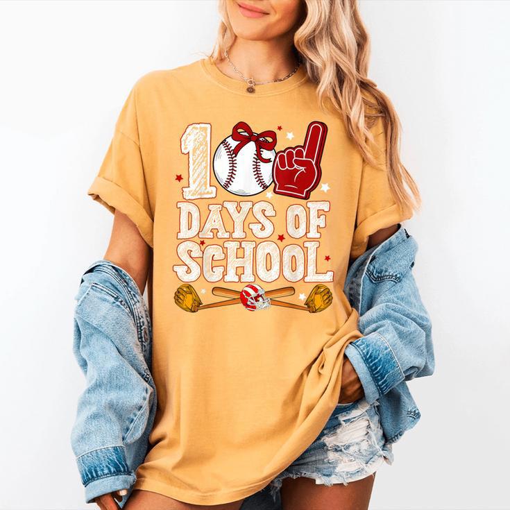 100 Days Of School Cute Bow Baseball Boy Girl Teacher Women's Comfort Colors T-Shirt 100 Days Of School Cute Bow Baseball Boy Girl Teacher Women's Comfort Colors T-Shirt