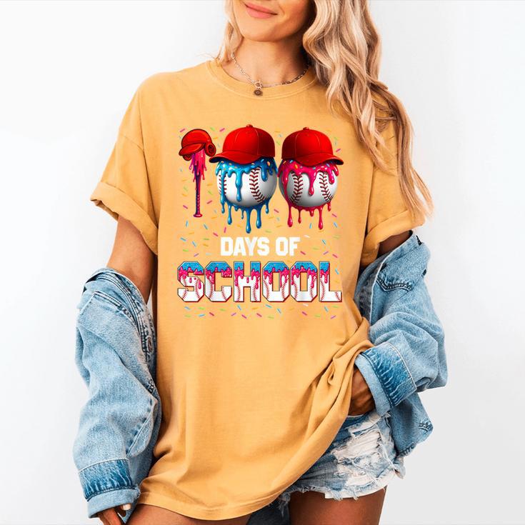 100 Days Of School Dripping Baseball 100th Day Teacher Boy Women's Comfort Colors T-Shirt