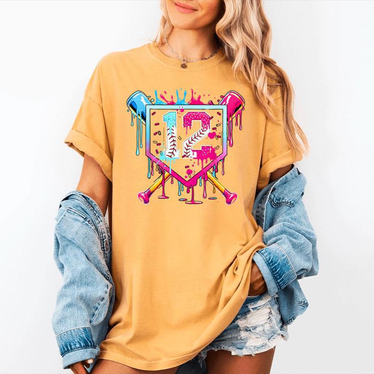 12th Birthday Boys Baseball Ice Cream Drip Boys Baseball Women's Comfort Colors T-Shirt